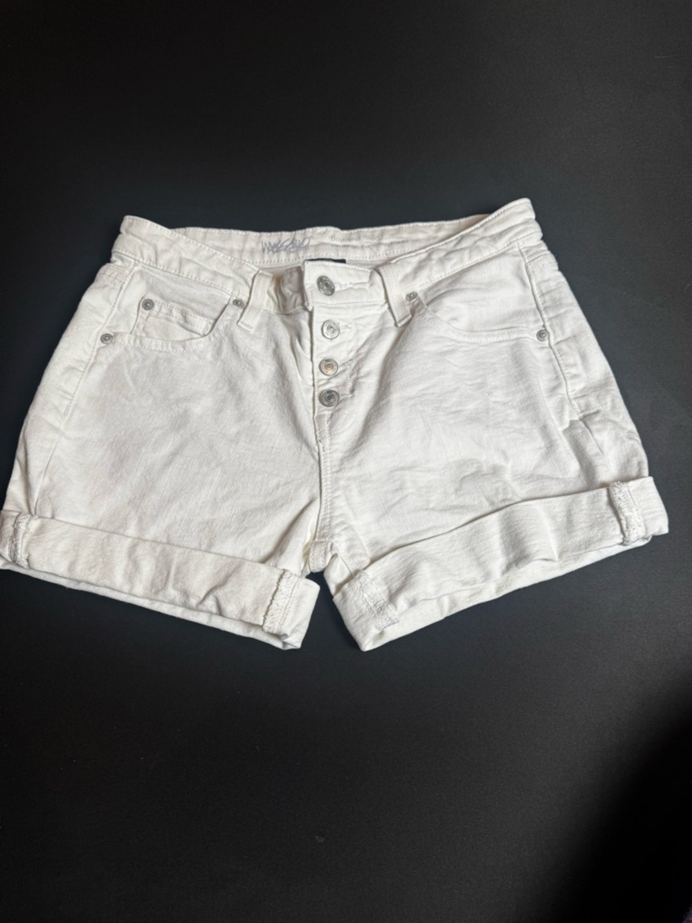 Mossimo White Denim Shorts Size 4 High Rise Button Fly Minimalist